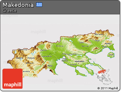 Physical 3D Map of Makedonia, cropped outside