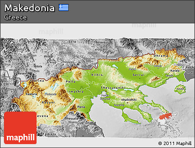Physical 3D Map of Makedonia, desaturated