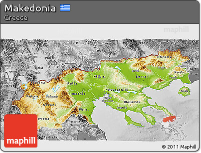 Physical 3D Map of Makedonia, desaturated