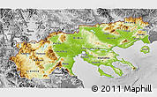 Physical 3D Map of Makedonia, desaturated