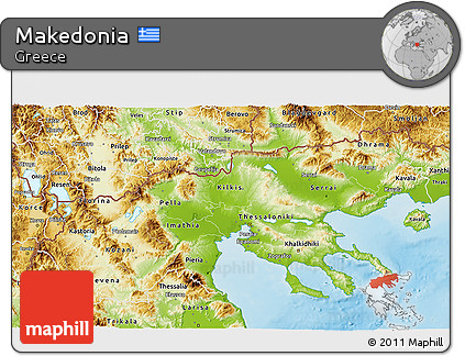 Physical 3D Map of Makedonia