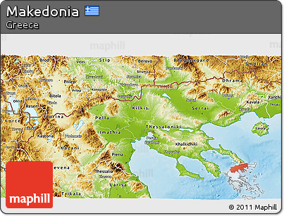 Physical 3D Map of Makedonia