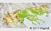 Physical 3D Map of Makedonia, lighten, semi-desaturated