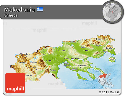 Physical 3D Map of Makedonia, single color outside