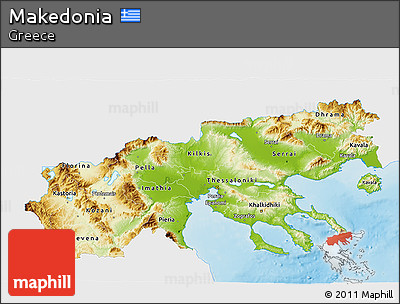 Physical 3D Map of Makedonia, single color outside