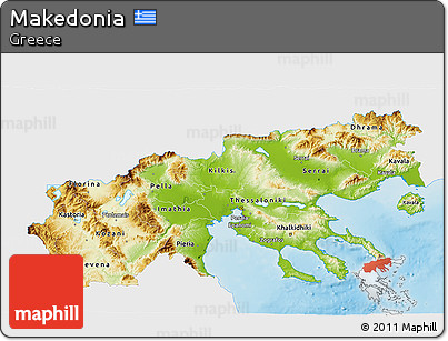 Physical 3D Map of Makedonia, single color outside