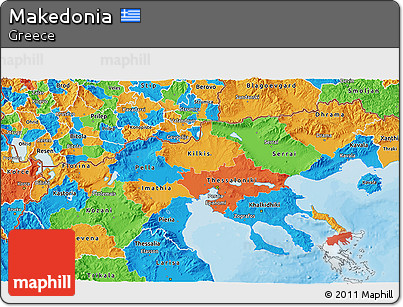 Political 3D Map of Makedonia