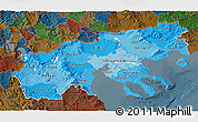 Political Shades 3D Map of Makedonia, darken