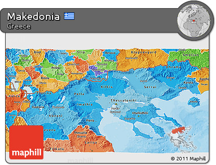 Political Shades 3D Map of Makedonia