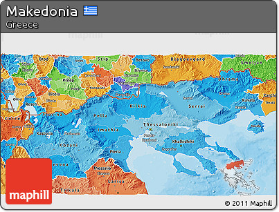 Political Shades 3D Map of Makedonia