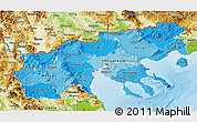 Political Shades 3D Map of Makedonia, physical outside