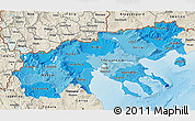 Political Shades 3D Map of Makedonia, shaded relief outside