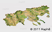 Satellite 3D Map of Makedonia, cropped outside