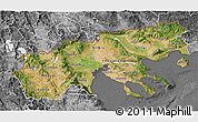 Satellite 3D Map of Makedonia, desaturated