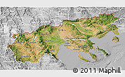 Satellite 3D Map of Makedonia, lighten, desaturated