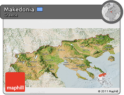 Satellite 3D Map of Makedonia, lighten