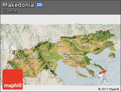 Satellite 3D Map of Makedonia, lighten