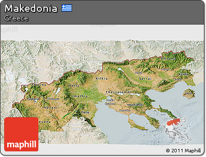 Satellite 3D Map of Makedonia, lighten