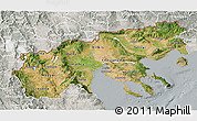 Satellite 3D Map of Makedonia, lighten, semi-desaturated