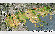 Satellite 3D Map of Makedonia, semi-desaturated