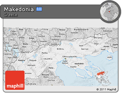 Silver Style 3D Map of Makedonia