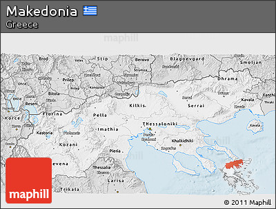 Silver Style 3D Map of Makedonia
