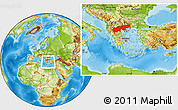 Physical Location Map of Makedonia, within the entire country