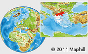 Physical Location Map of Makedonia, highlighted country, within the entire country