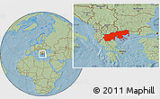 Savanna Style Location Map of Makedonia, hill shading