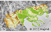 Physical Map of Makedonia, desaturated