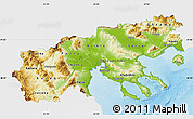 Physical Map of Makedonia, single color outside