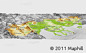 Physical Panoramic Map of Makedonia, desaturated