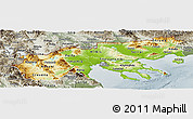 Physical Panoramic Map of Makedonia, semi-desaturated