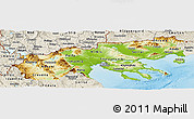 Physical Panoramic Map of Makedonia, shaded relief outside