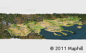 Satellite Panoramic Map of Makedonia, darken