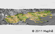 Satellite Panoramic Map of Makedonia, desaturated
