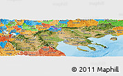Satellite Panoramic Map of Makedonia, political shades outside