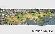 Satellite Panoramic Map of Makedonia, semi-desaturated