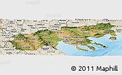 Satellite Panoramic Map of Makedonia, shaded relief outside