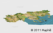 Satellite Panoramic Map of Makedonia, single color outside