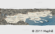 Shaded Relief Panoramic Map of Makedonia, darken