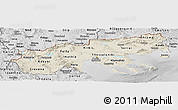 Shaded Relief Panoramic Map of Makedonia, desaturated