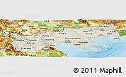 Shaded Relief Panoramic Map of Makedonia, physical outside