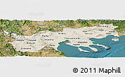 Shaded Relief Panoramic Map of Makedonia, satellite outside