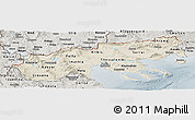 Shaded Relief Panoramic Map of Makedonia, semi-desaturated