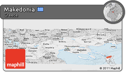 Silver Style Panoramic Map of Makedonia