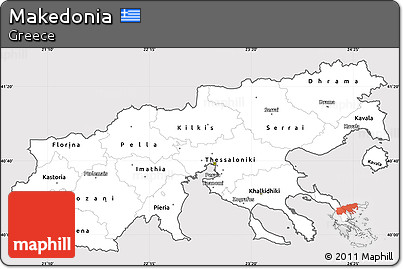 Silver Style Simple Map of Makedonia, cropped outside
