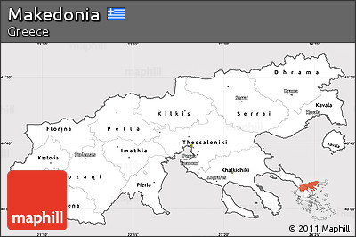 Silver Style Simple Map of Makedonia, cropped outside