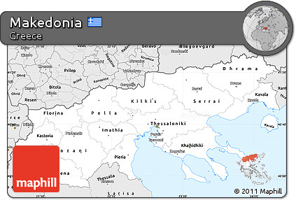 Silver Style Simple Map of Makedonia