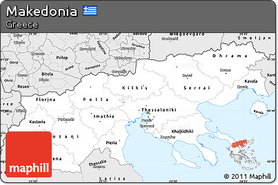 Silver Style Simple Map of Makedonia